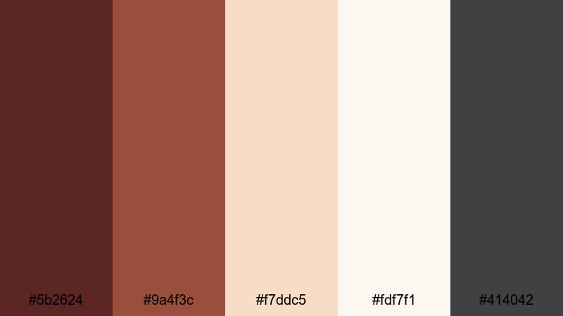 cafe title card brown burgundy color palette with hex codes