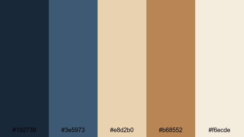 caffe latte nights blue tan color palette with hex codes