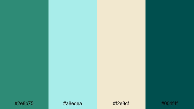 calm coastal tide sea green color palette with hex codes