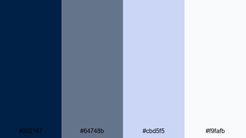 calm interface shell oxford blue color palette with hex codes