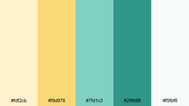 calm island hammock yellow turquoise color palette with hex codes