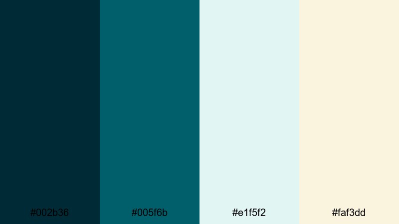 calm studio branding dark blue green color palette with hex codes