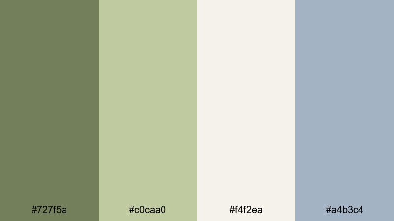 calm studio olive olive green color palette with hex codes