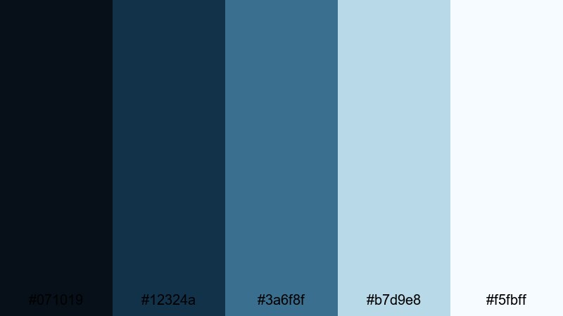 calm tide interface dark blue color palette with hex codes