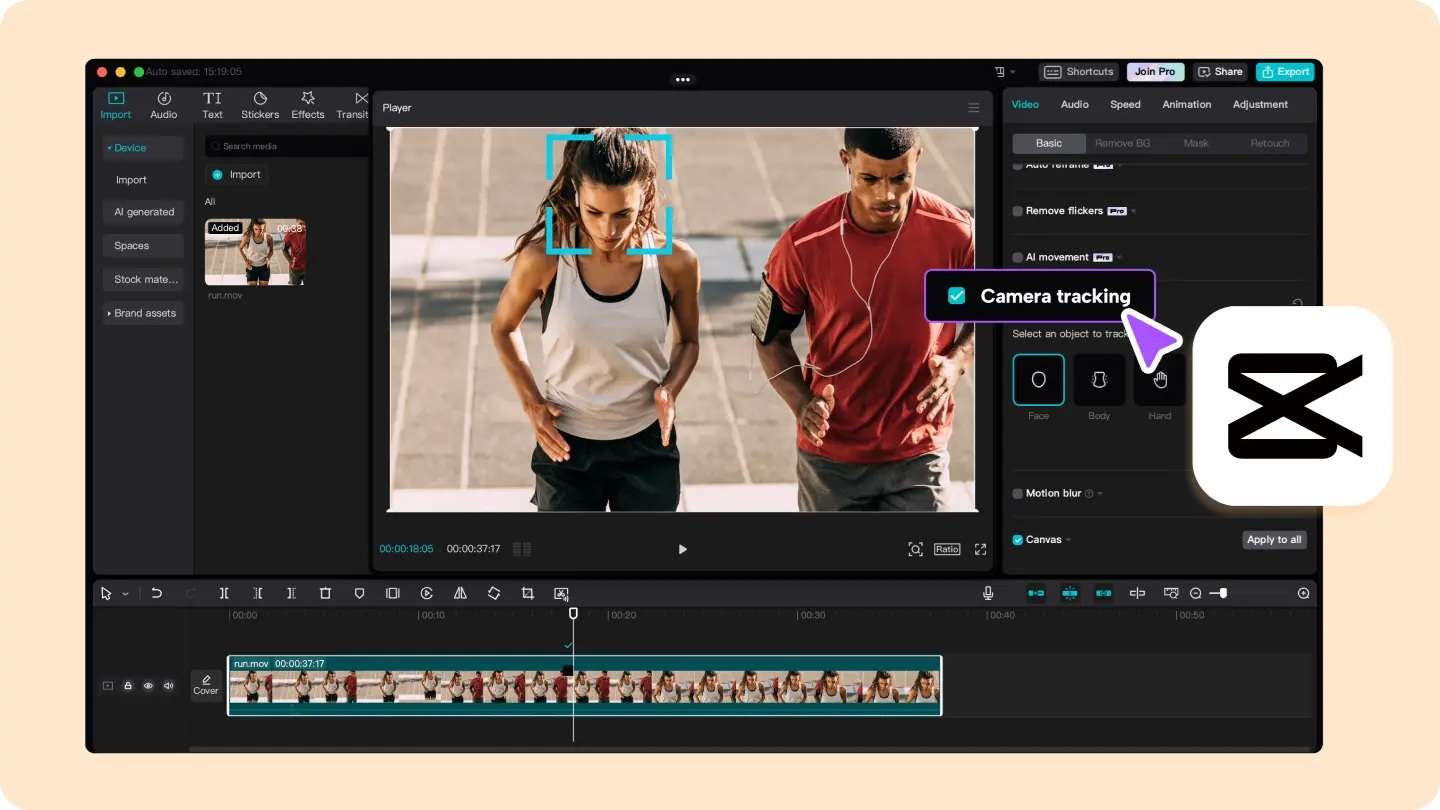 capcut camera tracking feature