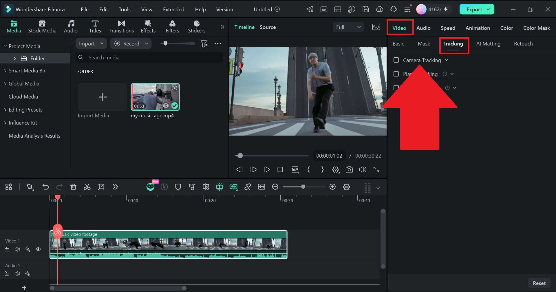 access the camera tracking feature
