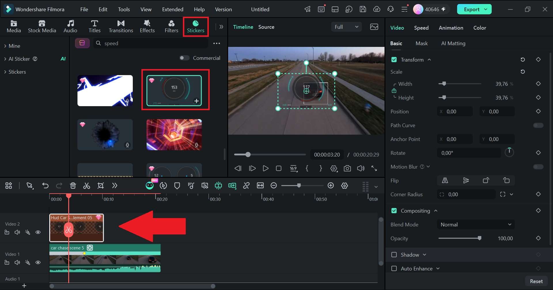 add stickers to the clip