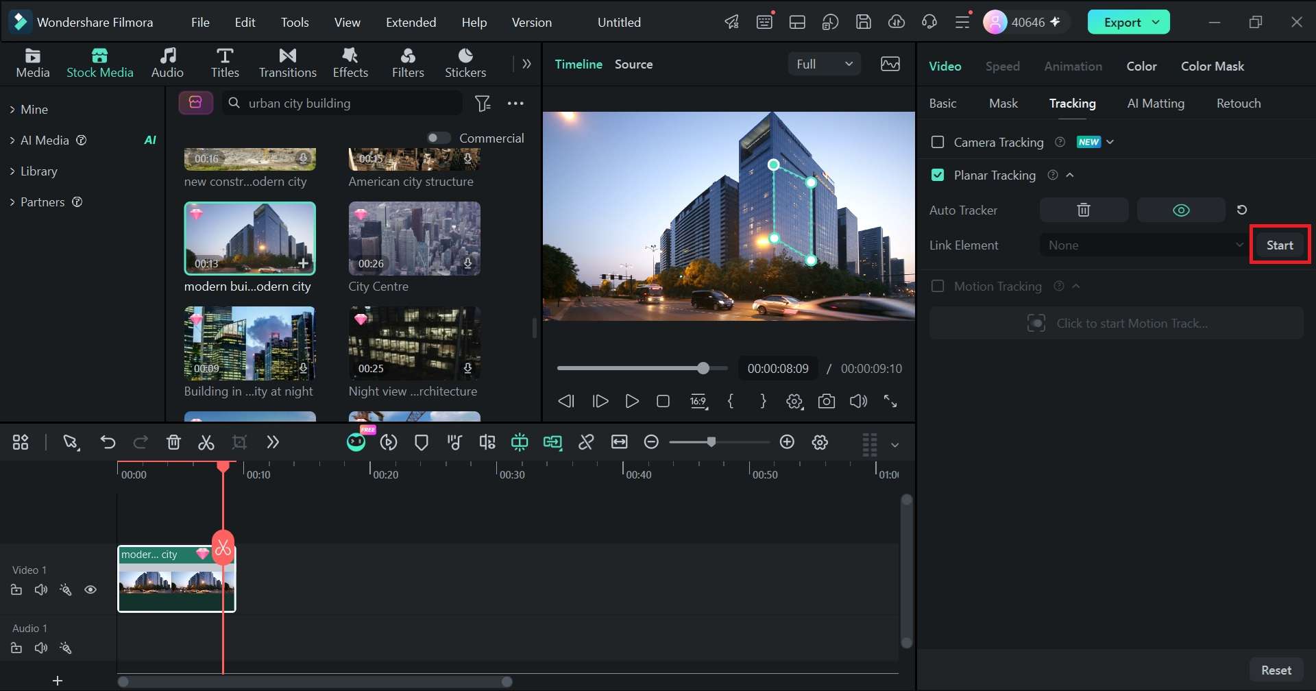 start using planar tracking