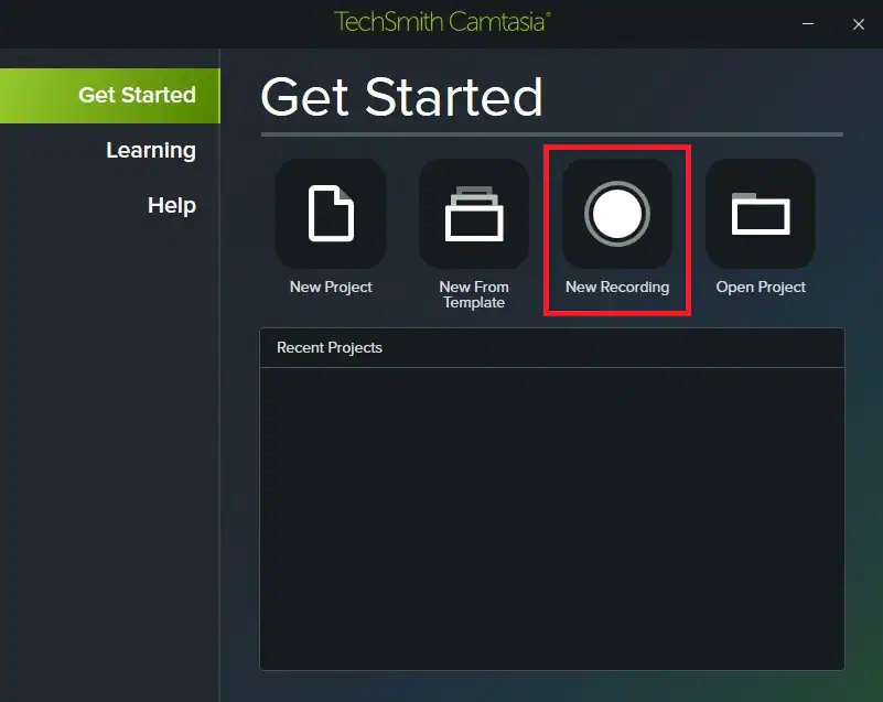 camtasia empezar nueva grabación