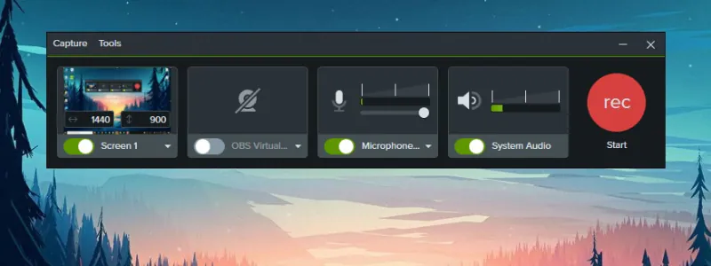 camtasia pronto per la registrazione 