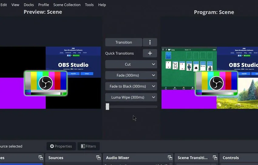 studio mode in obs