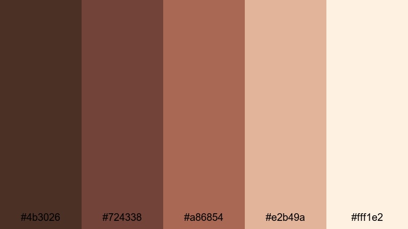 candlelit cocoa story brown maroon color palette with hex codes