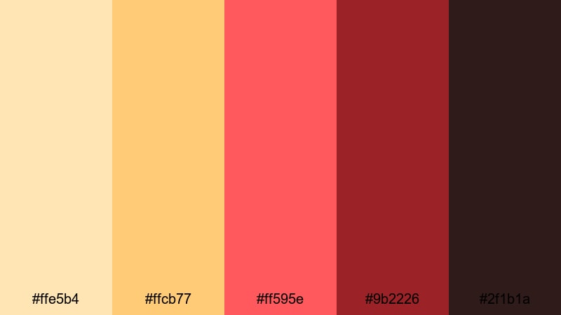 candlelit storyframe yellow red color palette with hex codes