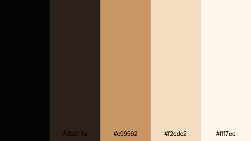 candlelit studio black tan color palette with hex codes
