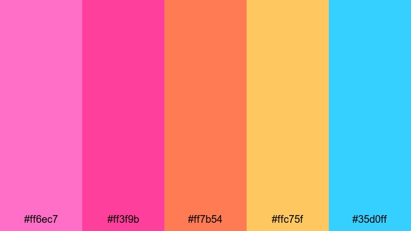 candy arcade glow pink color palette with hex codes