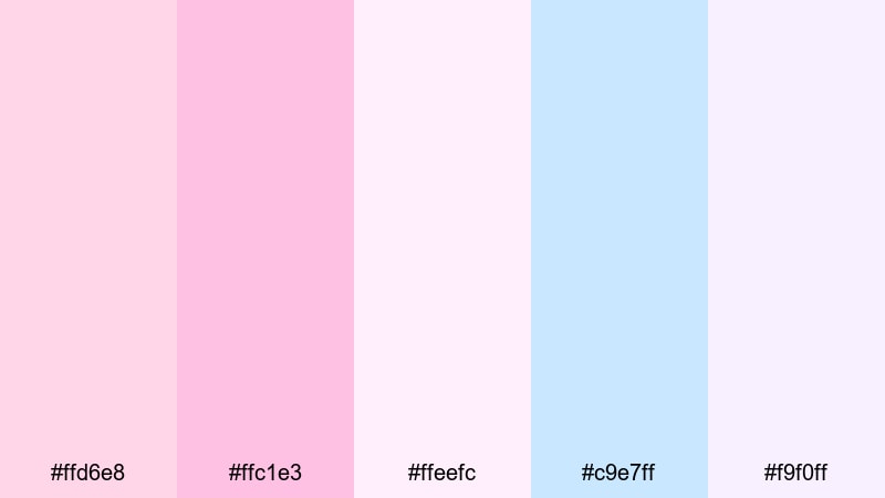 candy cloud skies pale pink color palette with hex codes