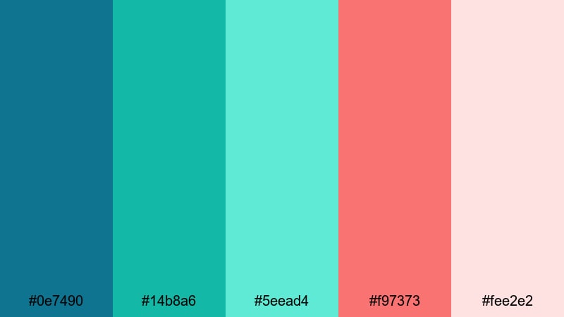 candy coastline turquoise color palette with hex codes
