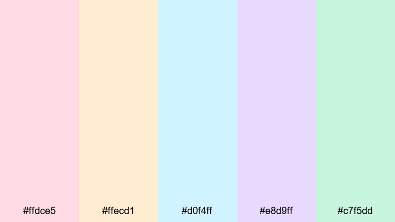 candy shell pastels easter color palette with hex codes