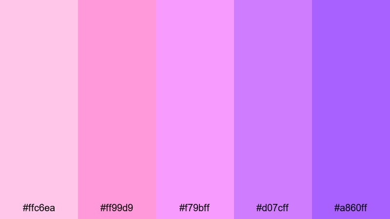 candy shop neon mist pastel pink purple color palette with hex codes