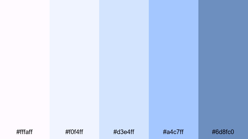 candy sky fade blue light blue color palette with hex codes