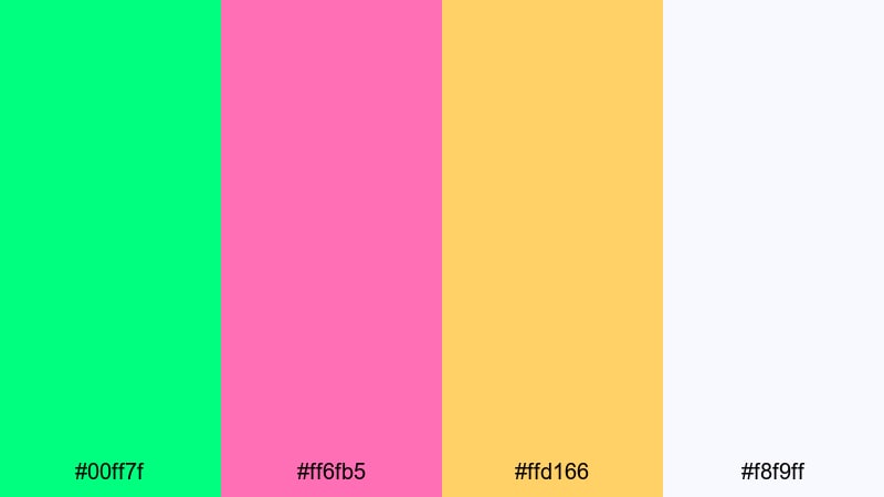 candy studio pop spring green color palette with hex codes