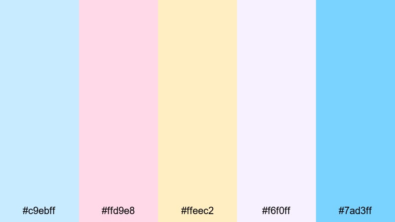 candy wave motion pastel blue color palette with hex codes