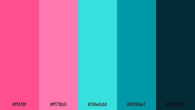 candy wave spotlight pink teal color palette with hex codes