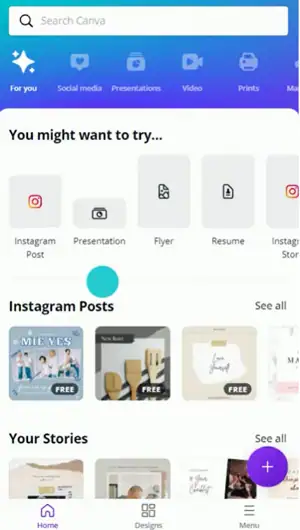 Einen Entwurf in der Canva Mobile App starten