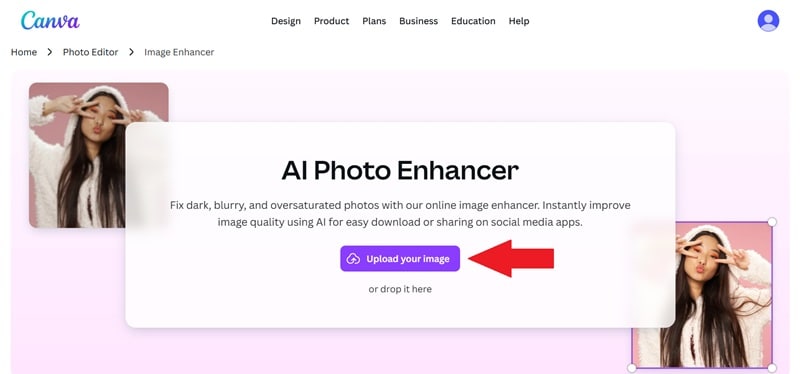 Canvaの画像補正機能にアクセス