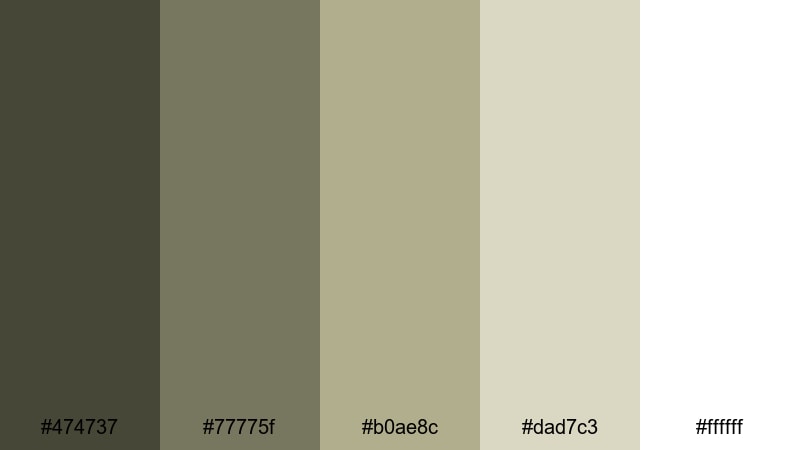 canvas and camo neutrals army color palette with hex codes