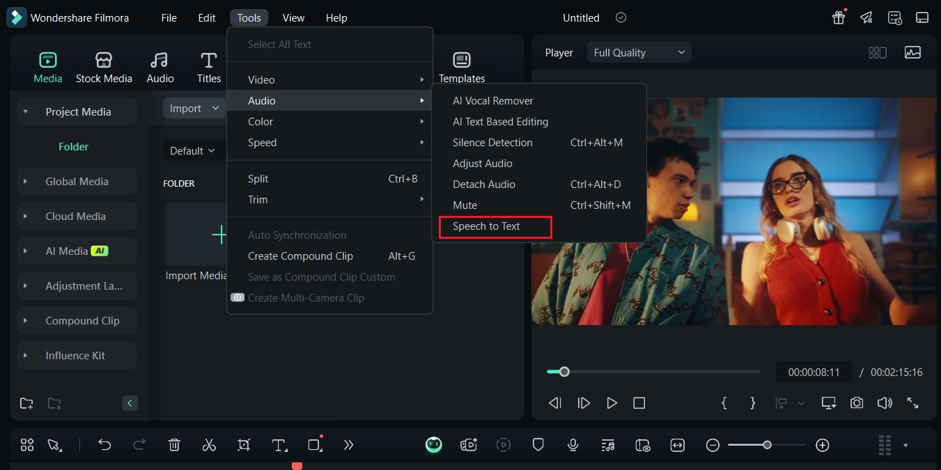 select speech to text feature