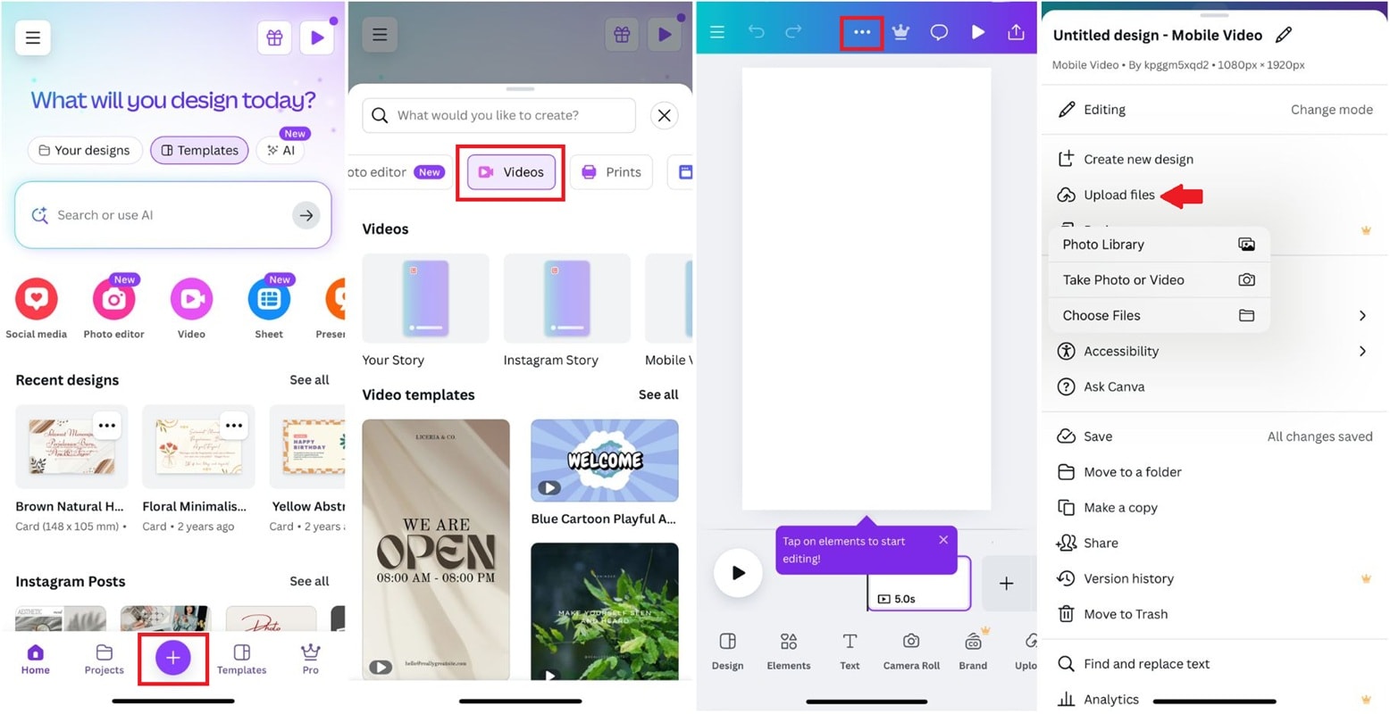new project in canva