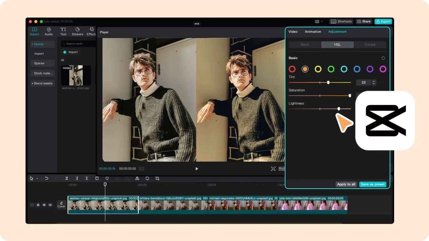 capcut color grading tool
