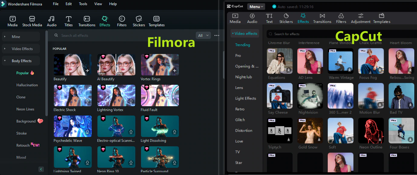 filmora vs capcut video customizations