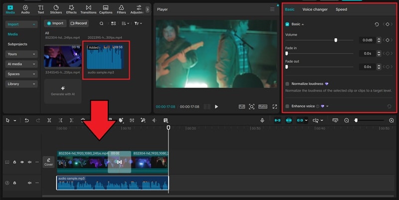 add and edit audio on capcut timeline