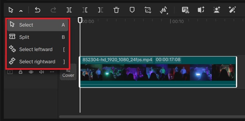 cursor on capcut timeline