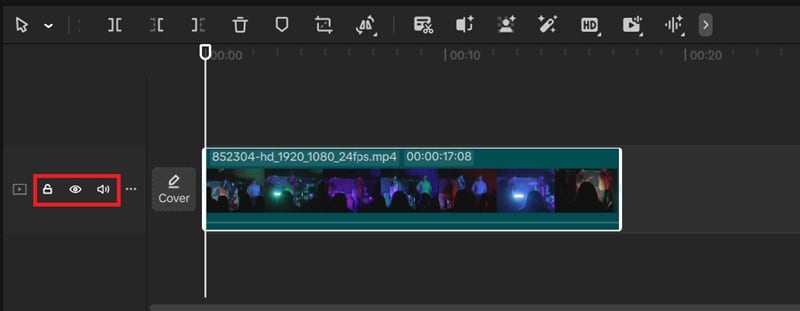 hide lock mute track on capcut