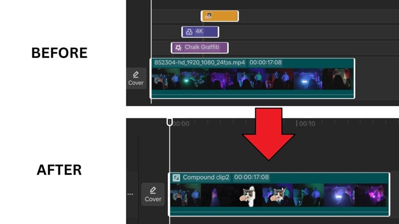 multitrack vs compound clip on capcut