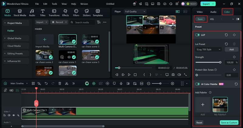use lut and ai color palette
