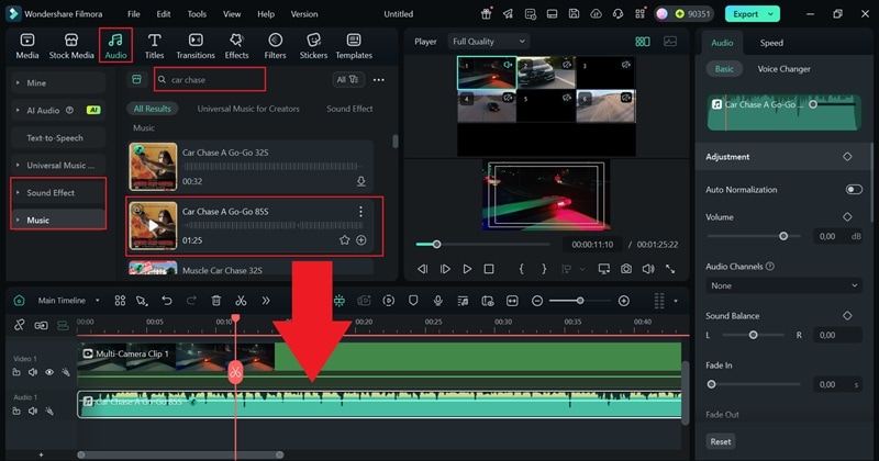 add soundtrack from music library