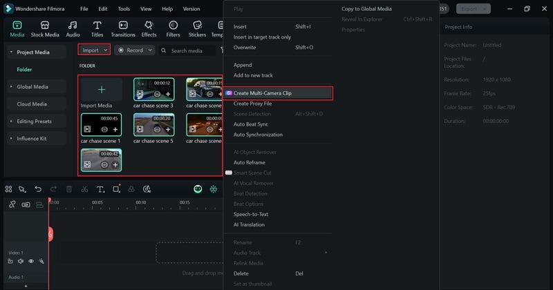 create multi camera clip
