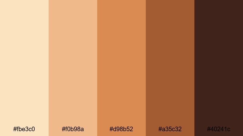 caramel cinema frames orange brown color palette with hex codes