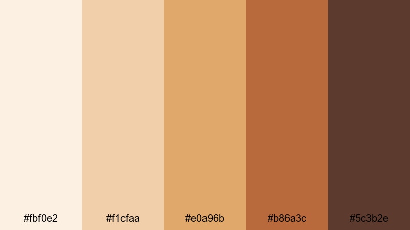 caramel cinnamon swirl coffee cream color palette with hex codes