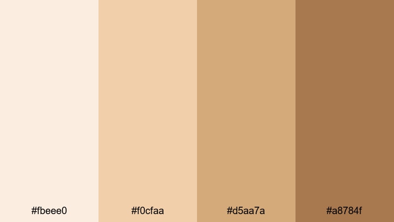 caramel cloud afternoon pastel brown color palette with hex codes