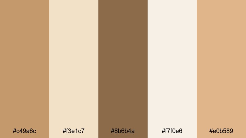 caramel latte morning light brown color palette with hex codes