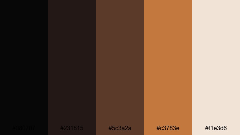 carbon copper titles black brown color palette with hex codes