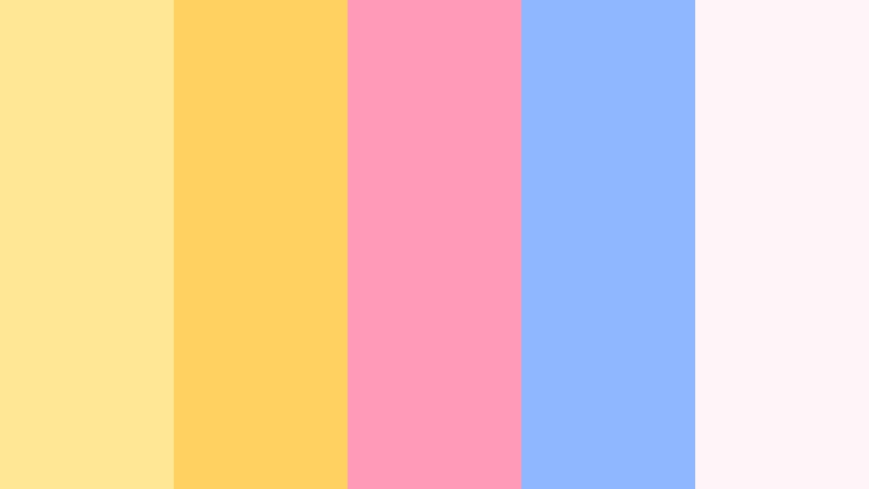 carnival cotton candy glow buttery yellow color palette with hex codes