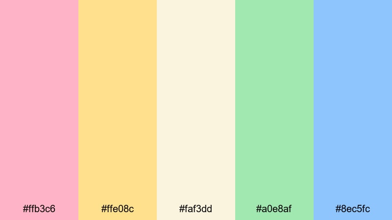 carnival taffy stand candy color palette with hex codes