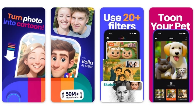viola ai as a cartoon face changer