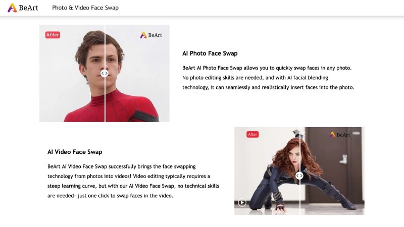 beart ai cartoon face swap online tool